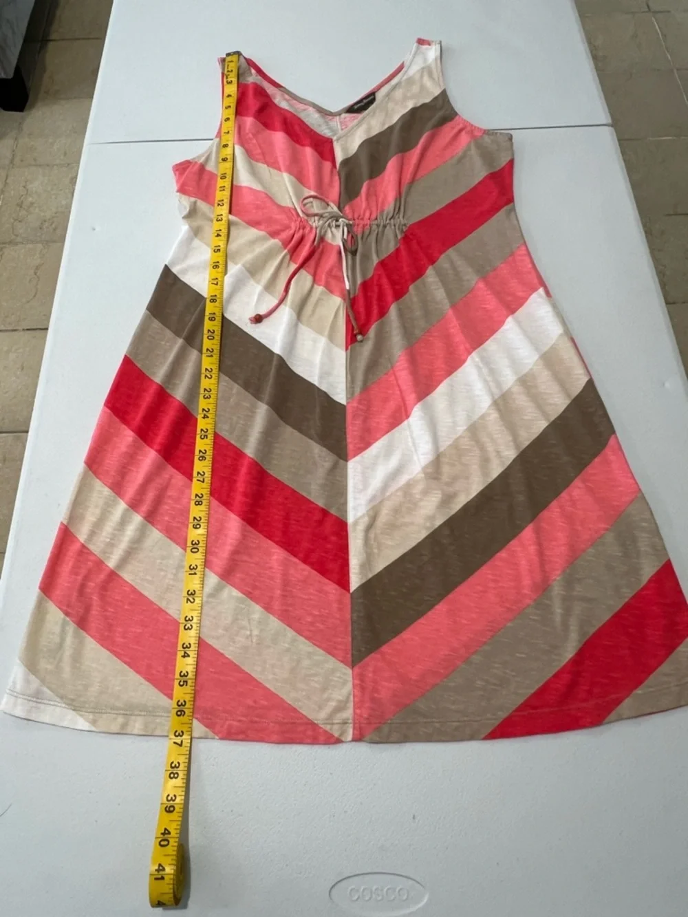 Tommy Bahama Summer dress with diagonal stripes and V-neck, size L - Picture 6 of 10